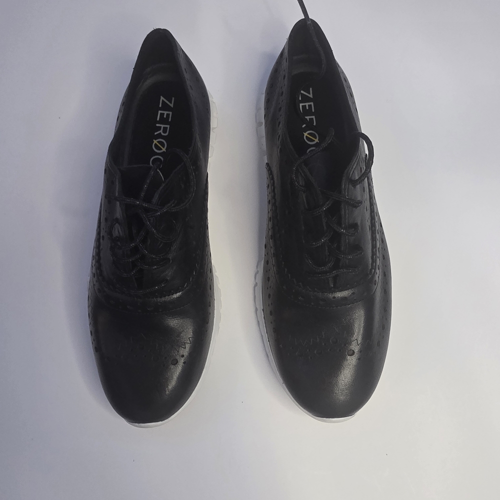 Cole Haan Black Leather Lace-Up Wingtip Sneakers